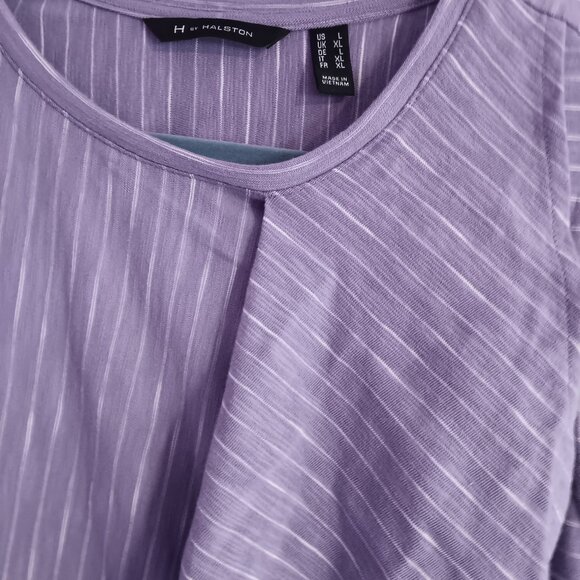 H by Halston Stripped Sleeveless tank with flounce drape large lavender - Picture 1 of 3